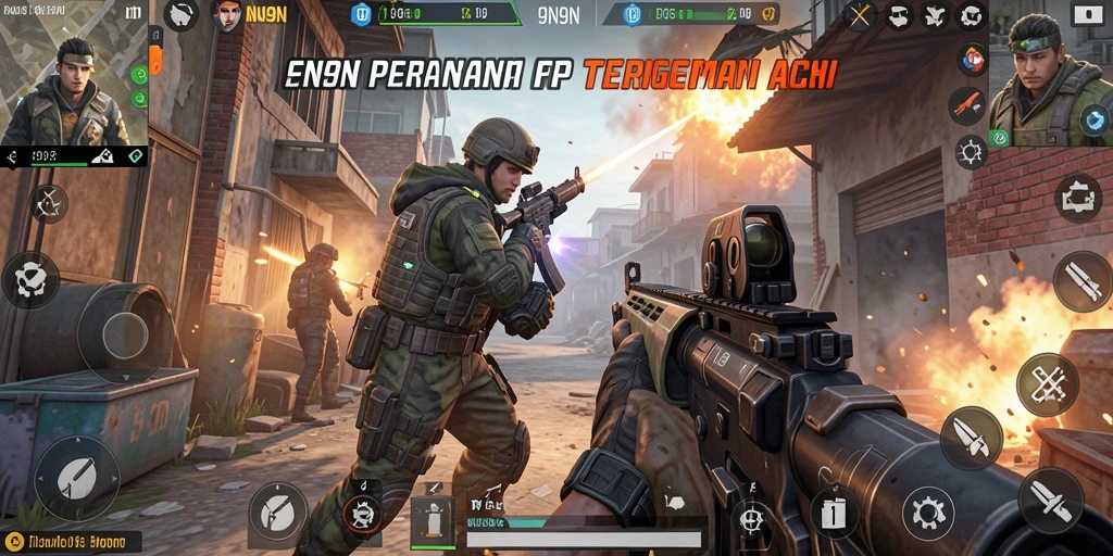 Gameplay intens dalam pertempuran FPS 9N9N.