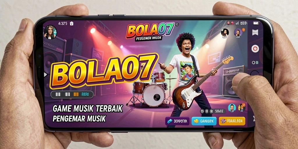 Screenshot utama BOLA07 menampilkan gameplay musik yang seru.