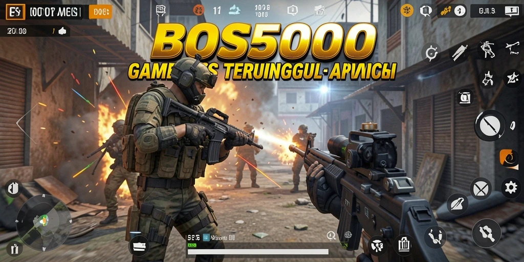 Gambaran permainan menembak intens di dalam BOS5000.