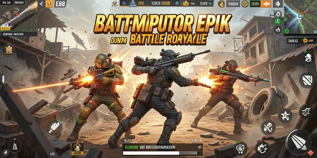 Screenshot E88 menampilkan aksi intens dalam permainan Battle Royale.