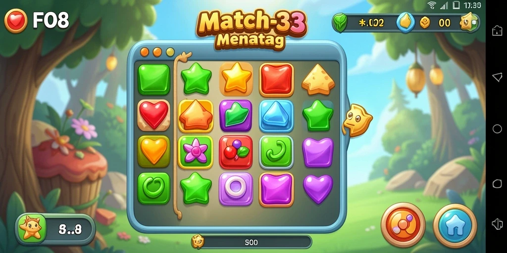 Gameplay FO8 yang menarik dalam permainan Match-3.