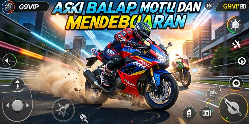 Tampilan gameplay seru dengan balapan motor menegangkan.
