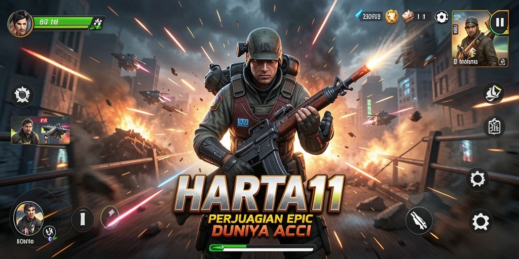 Screenshot HARTA11 menunjukkan aksi sengit dalam pertempuran mendebarkan.