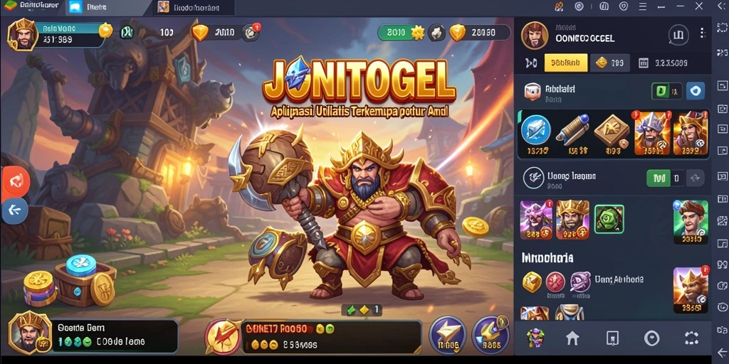 Tampilan utama aplikasi JONITOGEL dengan fitur utilitas lengkap.