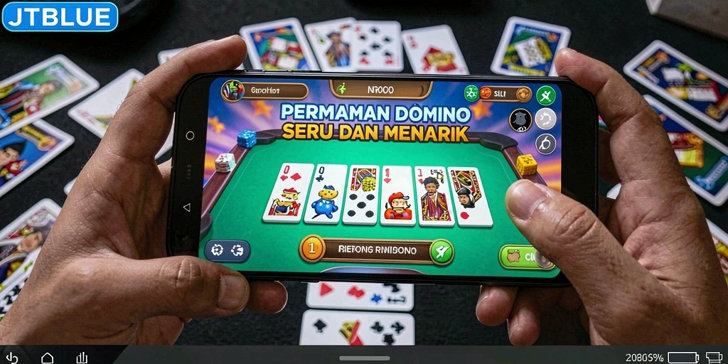 Tampilan gameplay seru JTBLUE dalam bermain Domino.