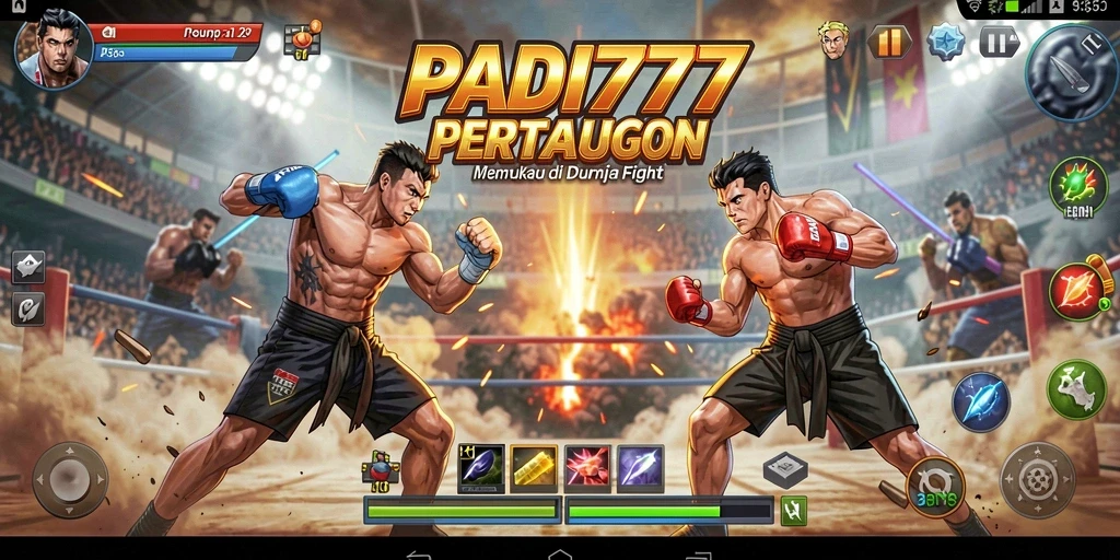 Screenshot PADI777 menampilkan aksi pertarungan yang intens dan karakter yang kuat.