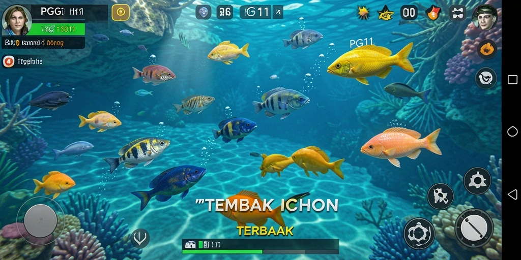 Tampilan seru gameplay PG11 saat berburu ikan.