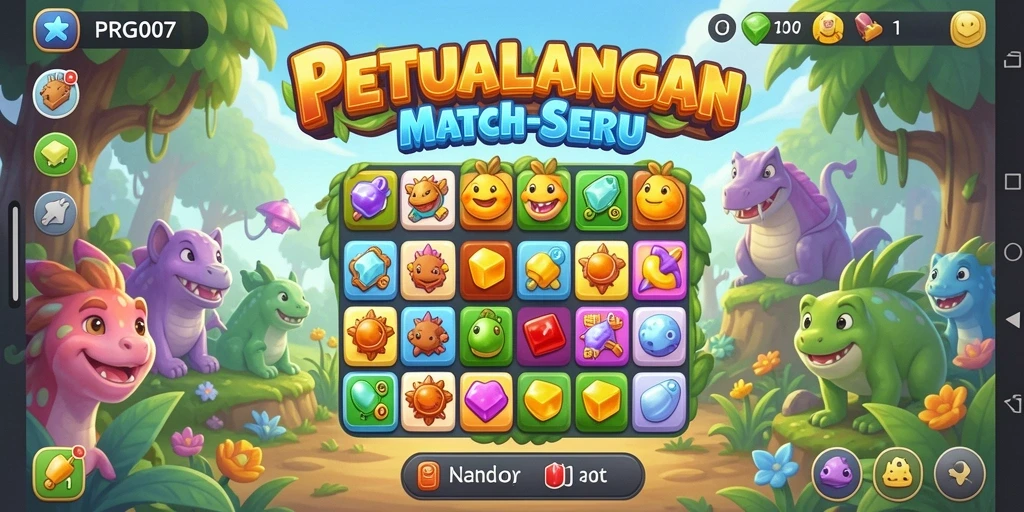 Tampilan seru dari gameplay Match-3 PRG007.