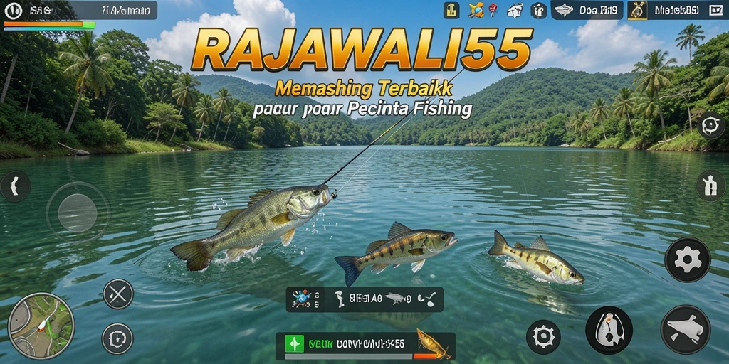 Tampilan screenshot gameplay RAJAWALI55 menunjukkan keseruan memancing.