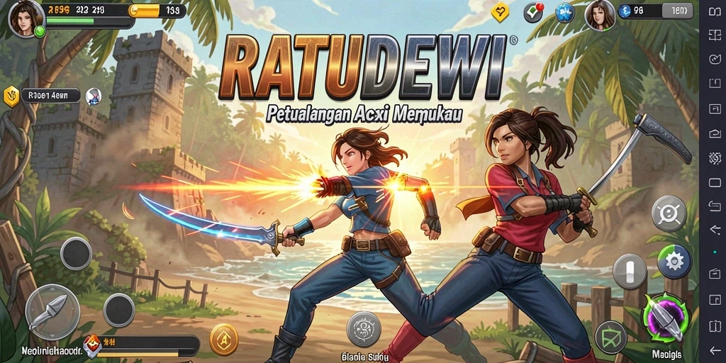 Tangkapan layar permainan <strong>RATUDEWI</strong> menampilkan aksi pertempuran yang mendebarkan.
