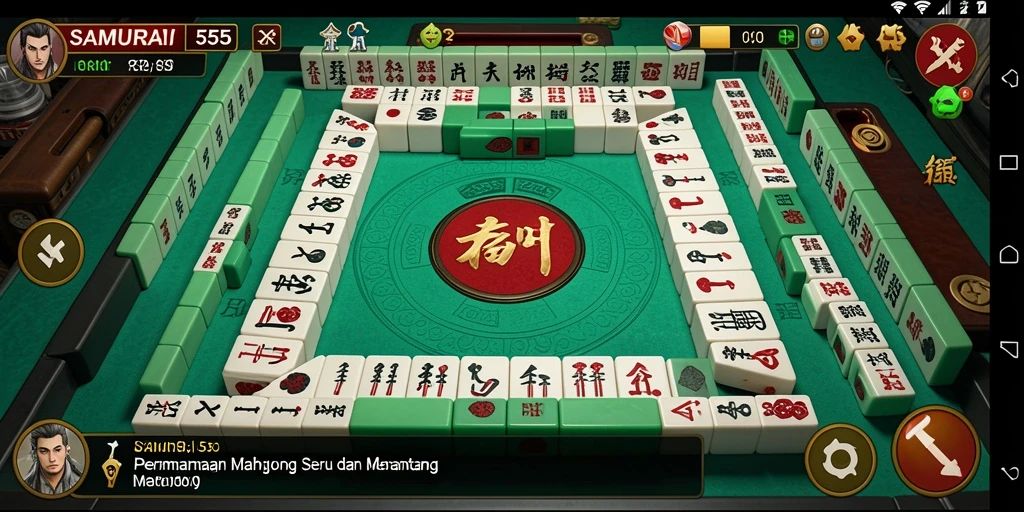 Gameplay menarik dari SAMURAI555 yang menampilkan berbagai tile Mahjong.