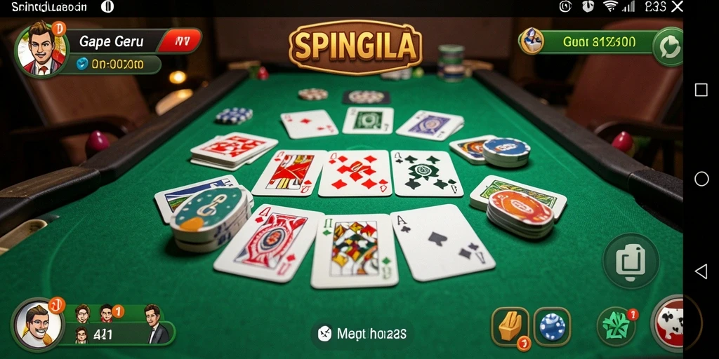 Tampilan gameplay SPINGILA dengan suasana permainan Gaple yang seru.