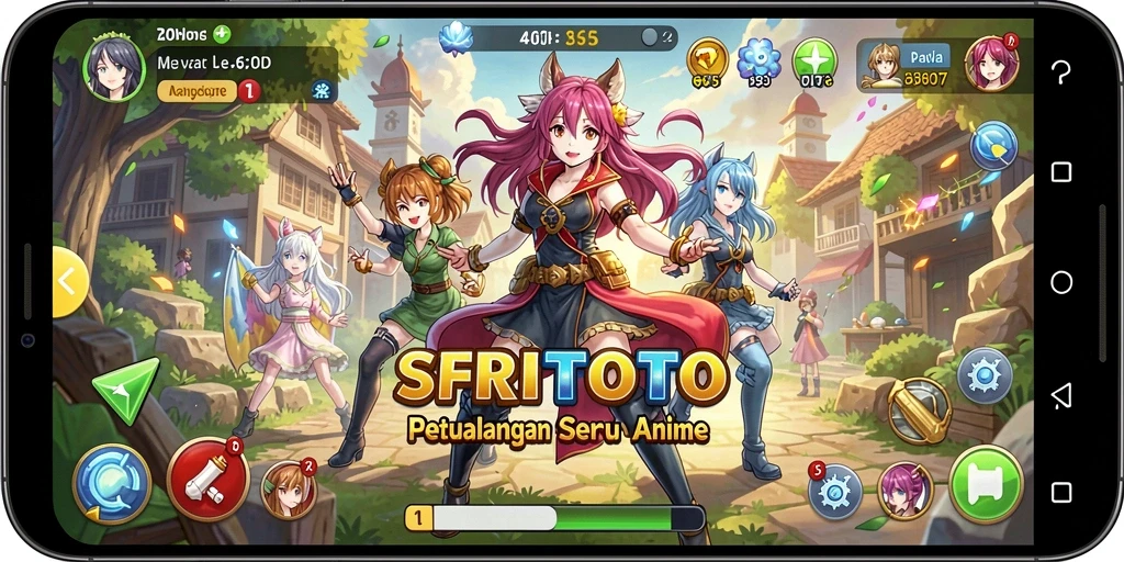 Screenshot SRITOTO menampilkan karakter anime dalam pertempuran seru.