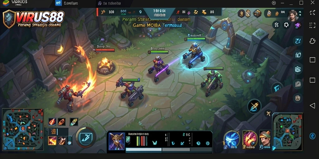 Tampilan epic gameplay VIRUS88 dengan aksi MOBA menegangkan.